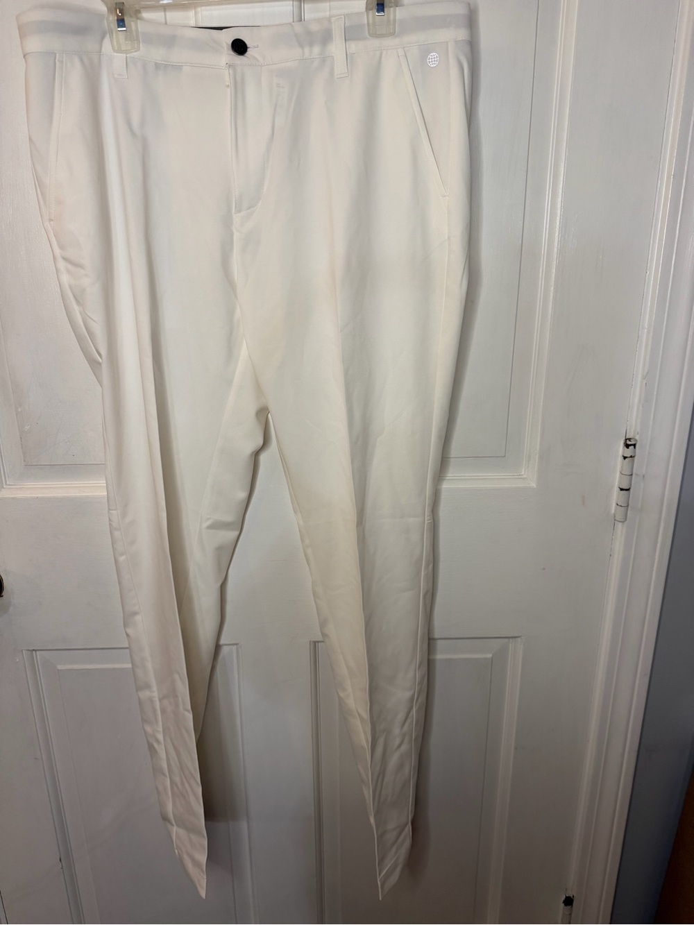 adidas Golf Men’s White Flat Front Slim Tapered Pants 35x32 HA6204